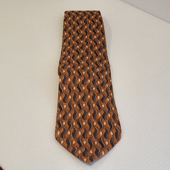 JZ Richards Silk Tie Premium Orange & Dark Blue Paisley USA Classic 3 3/4" x 58" - Picture 5 of 8